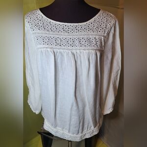 Cynthia Rowley White Eyelet Shirt Sz M EUC